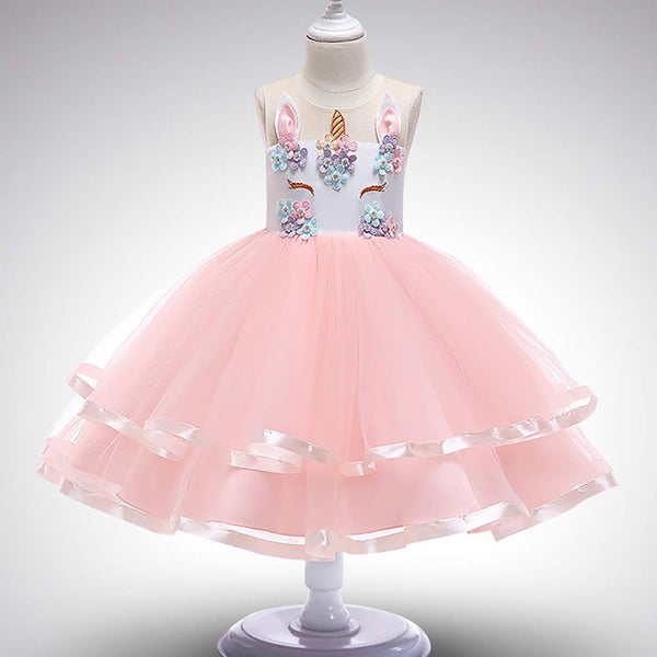 Unicorn Princess Girls Party Dress Pink 2-8 Years