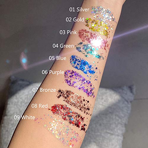 Mermaid Sequins Chunky Glitter Liquid Eyeshadow Glitter Body Gel Festival Glitter | White