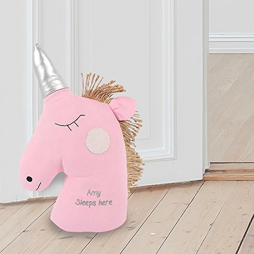 Cute Pink Unicorn Personalised Doorstop