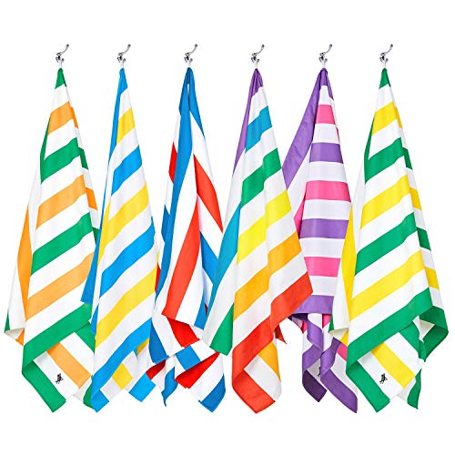 Large Dock & Bay Beach Towel Rainbow Striped