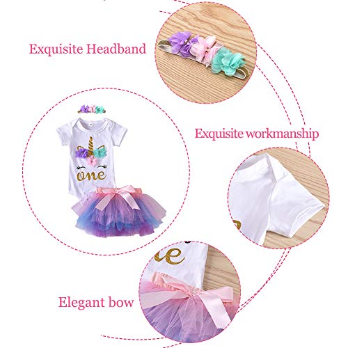 Cute Unicorn Onesie Tutu Party / Cake Smash Outfit | Dress Headband Legging Socks Set White