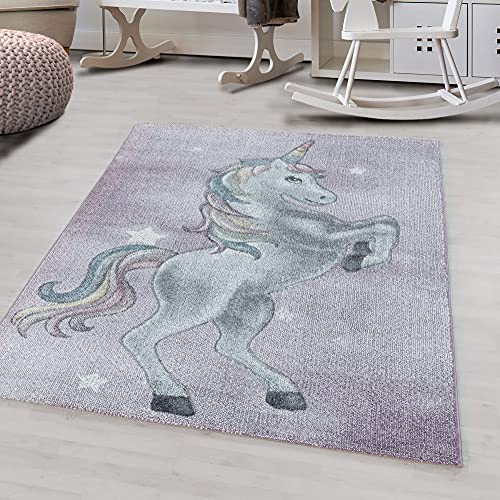 Unicorn Rug | Soft & Fluffy | Grey, Violet, Purple | 80x150 cm
