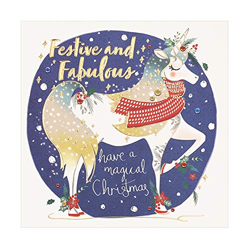 Festive & Fabulous Unicorn Foiled Christmas Greeting Card