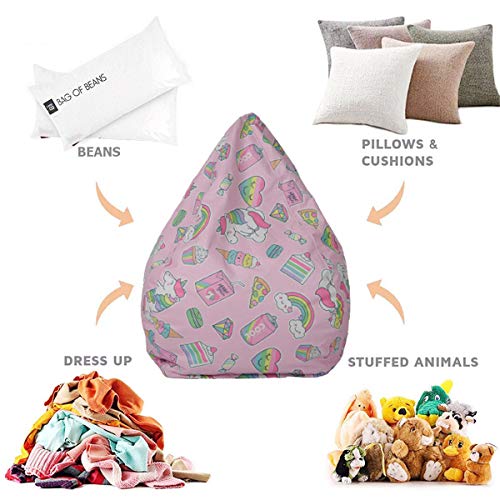 Unicorn, Rainbow, Hearts Bean Bag Cushion | Pink 