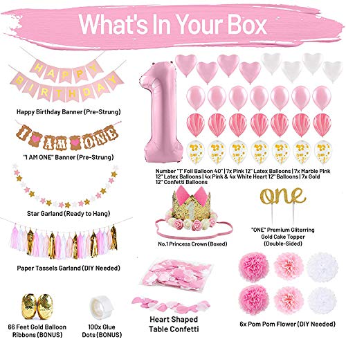 1st Birthday Party Decoration Set Pink Gold