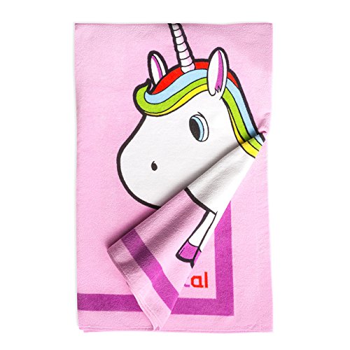 Big unicorn swimming towel, girls pink
