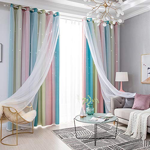 Beautiful Star Cut Out Design Curtain | Pastel Rainbow
