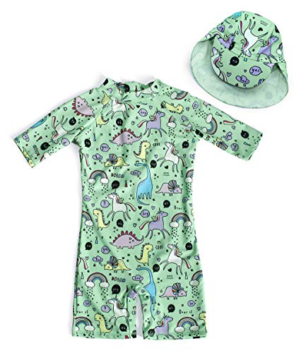Jurebecia Girls Unicorn Swimming Costume Green
