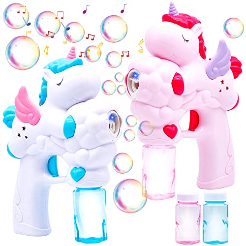 2 Pack Bubble Guns For Kids | Unicorn Design | 50 ML Bubble Solution