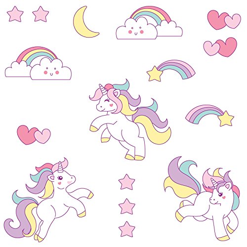 Booizzi Cute Unicorn Rainbow Colour Wall Sticker Set Child Bedroom Decor