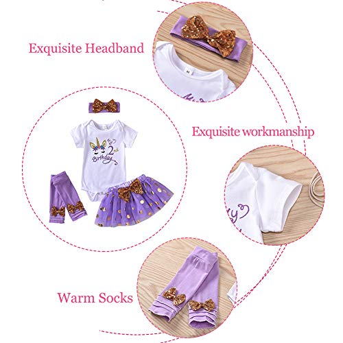 Lavender 4 Piece Unicorn Cake Smash Outfit For Baby Girls