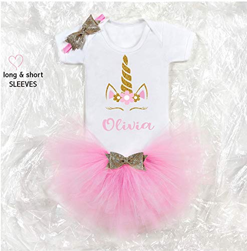 Pink Personalised Unicorn Cake Smash Outfit