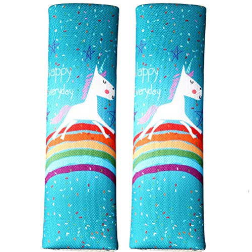 2 Pcs Unicorn & Rainbow Seat Belt Pads | Soft Seat Belt Cover