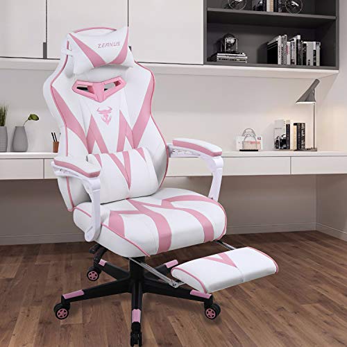 Pink & White Gaming Chair | Zeanus