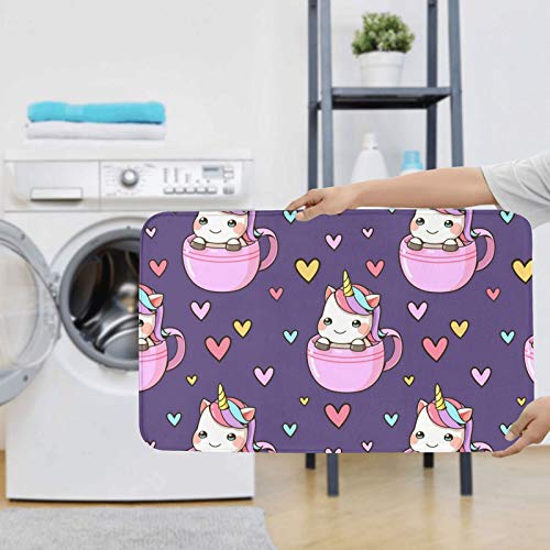 Set Of 2 Cute Unicorn Non Slip Bathroom Rugs | Purple