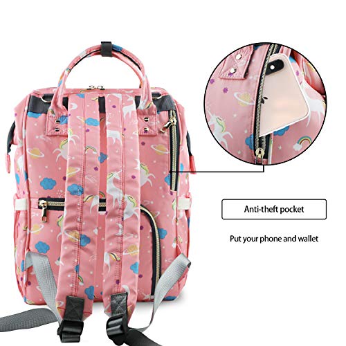 Unicorn Design - Baby Changing Bag - Back Pack - Pink