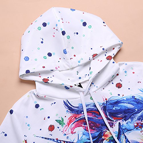 Stephaee Women's Cute Unicorn Print Hoodie Sweatshirt Casual Pullover Hooded Jumper Top Multicolor M