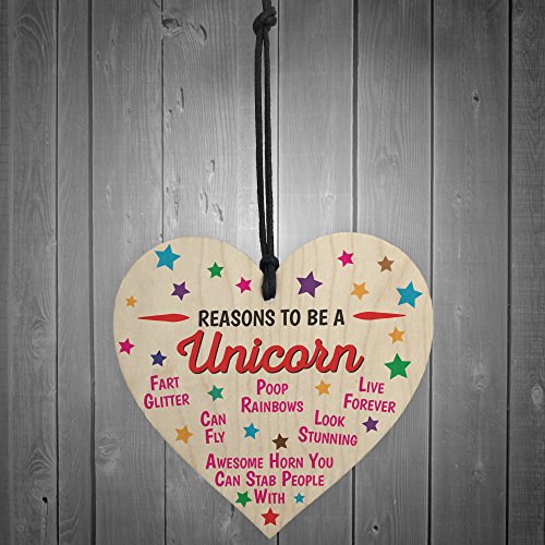 Unicorn Heart Shaped Wooden Plaque - Reasons To Be A Unicorn Novelty