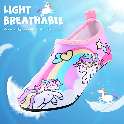 DigiHero Water Shoes for Kids Girls Boys, Swim Water Shoes Quick Dry Non-Slip Water Skin Barefoot Sports Shoes Aqua Socks for Beach Outdoor Sports Unicorn-a