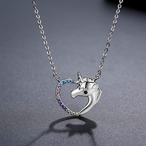 Ladies Unicorn Heart Pendant Necklace