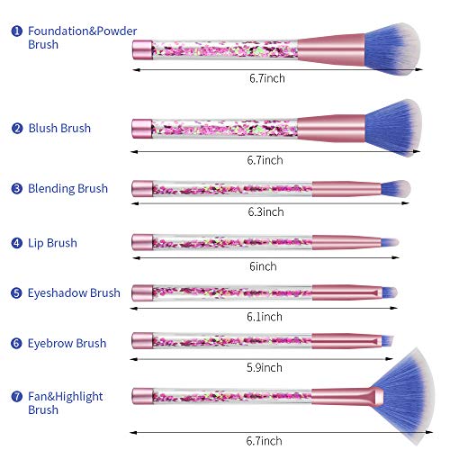 Glitter Confetti Unicorn Makeup Brush Set | With Case | Beautiful Pink Purple Cosmetic Brushes