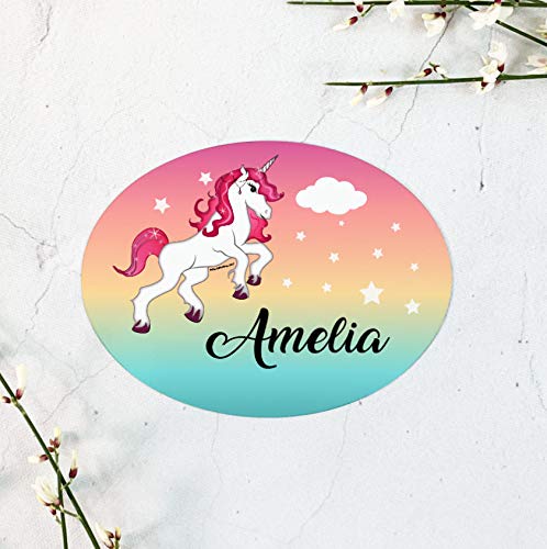 Unicorn door sign with personalised name