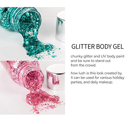 Mermaid Sequins Chunky Glitter Liquid Eyeshadow Glitter Body Gel Festival Glitter | White