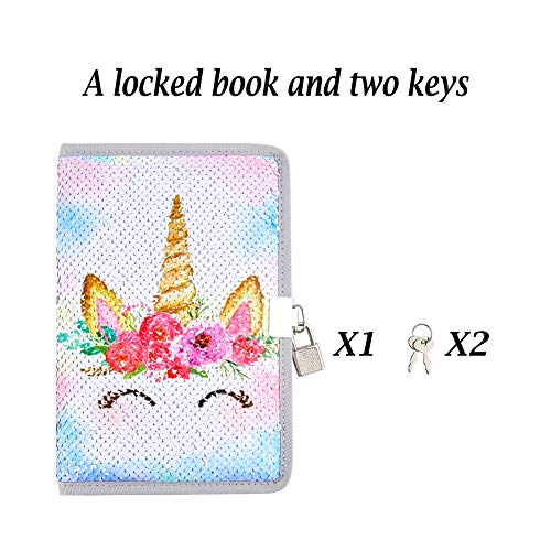 Sequined Unicorn Lockable Diary | Gift Idea