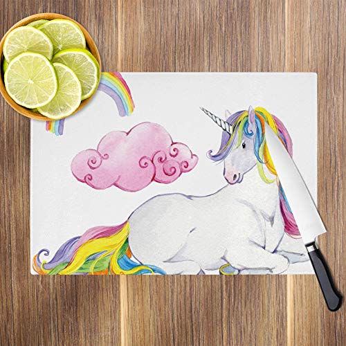 Multicoloured Unicorn Glass Worktop Protector 