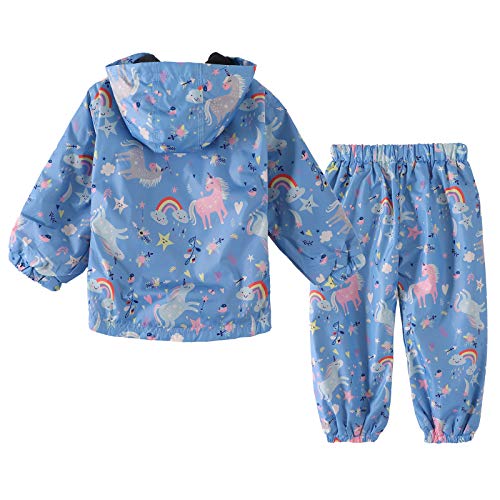 Blue Girls Unicorn & Rainbow Clouds Waterproof Set Blue
