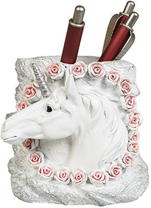  Unicorn & Roses Pen Holder | Pen Pot Container | Desk Tidy | Home Office Supplies | Gift