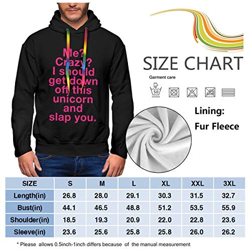 Men's Hoodie | Unicorn Hooded Sweatshirt Jumper with Hood with Fleece Black