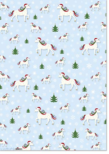 Blue Unicorn Christmas Wrapping Paper