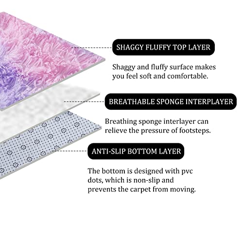 Fluffy Area Rugs Rainbow Soft Rug Plush Carpets for Living Room Kids Girls Bedroom Nursery Home Decor Floor Carpet 120x150cm