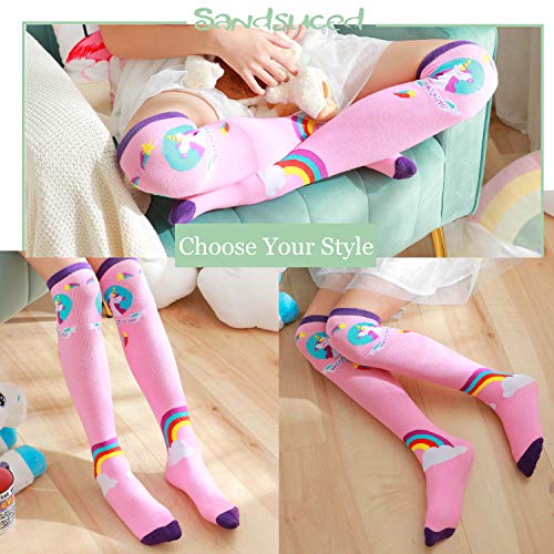 Girls Unicorn Knee High Socks Pink