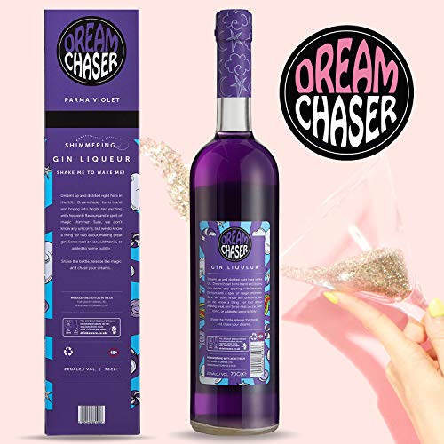 Parma Violet Gin Flavoured Liqueur - Glitter Shimmer Effect - Dreamchasers Magical Unicorn Gin Gift Set in Box - Great As a Sweet Mixer in Cocktails - 20% ABV - 70cl