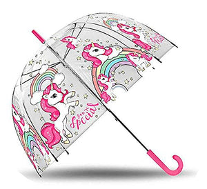 Transparent Umbrella | Unicorn & Rainbow Design | Pink