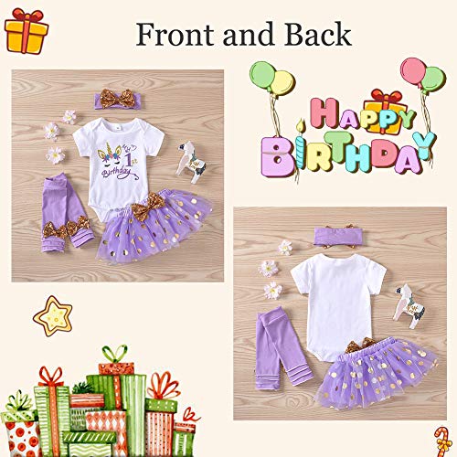 Lavender 4 Piece Unicorn Cake Smash Outfit For Baby Girls