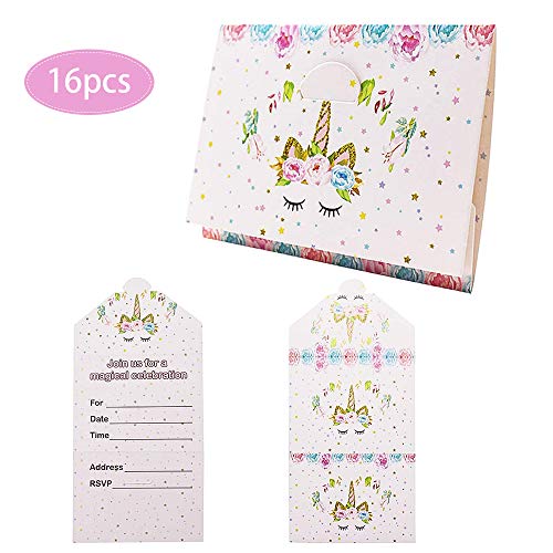 16PCS Unicorn Party Invitations | Parties, Baby Showers | Unicorn Party Decorations