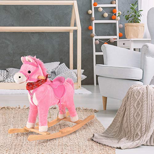Girls Traditional Pink Unicorn Rocking Horse 