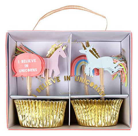 Meri Meri Cupcake Gift Set Kit - I Believe In Unicorns - Pack of 24