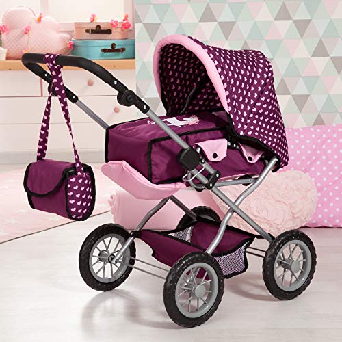 Hearts & Unicorns Dolls Pram | With Matching Changing Bag