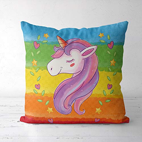 Rainbow Unicorn Cushion Cover Colourful