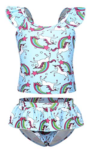 Blue Unicorn Swimming Costume for Girls Blue Tankini style