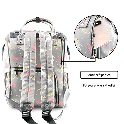 Unicorn Design | Lequeen Waterproof Baby Nappy Changing Bag | Grey