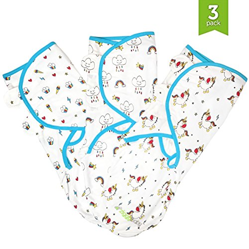 Unicorn, Rainbow, Cupcake, Baby Swaddle Blanket Wrap Set (3 Pack)