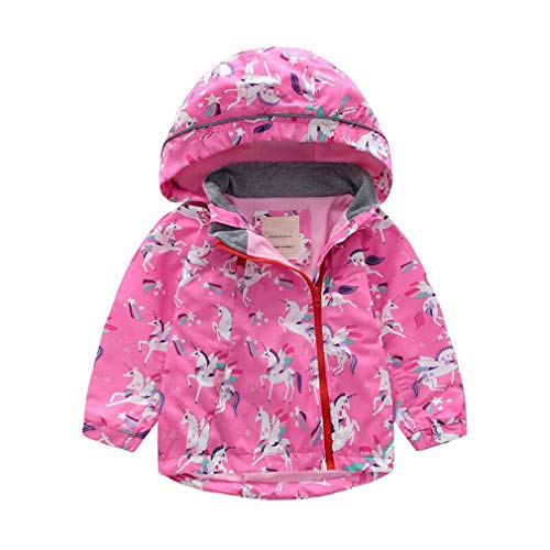 Kids Waterproof Jacket | Girls Raincoat With Hood | Pink Unicorn