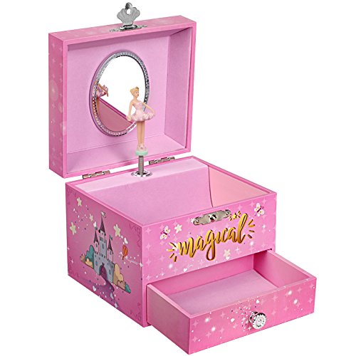 Magical unicorn ballerina jewellery box pink