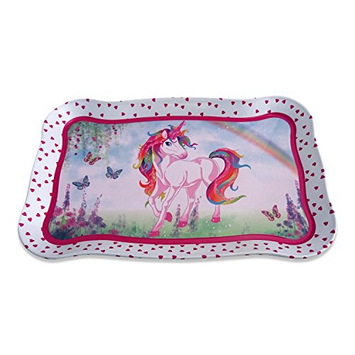 Lucy Locket Magical Unicorn Metal TEA SET & Carry Case Toy (14 Piece Pink Tea Set for Children)