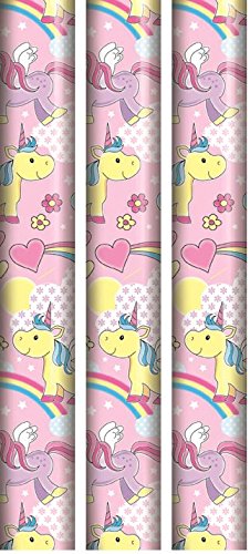 3 Rolls Unicorn Wrapping Paper 